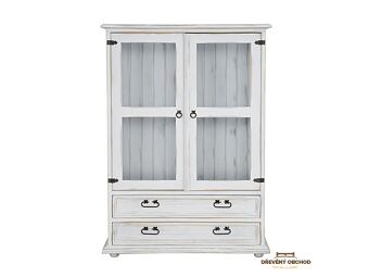 Rustikální komoda z borovice KD 703 - vosk starožitná bílá