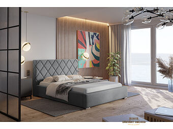 Čalouněná postel - šedá