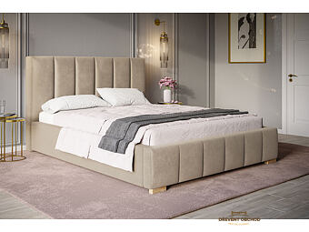 Čalouněná postel - světle hnědá